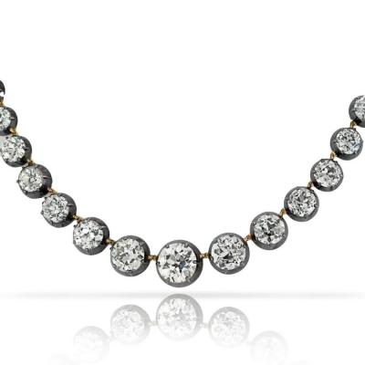 57 19CTTW OLD EUROPEAN CUT RIVIERA DIAMOND NECKLACE