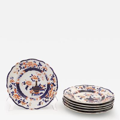 6 Auckland Pattern Ridgeway Ironstone Dinner Plates England circa 1835