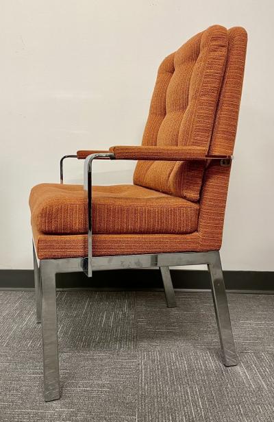 6 Chrome Base Milo Baughman Style Dining Chairs Mid Century Modern