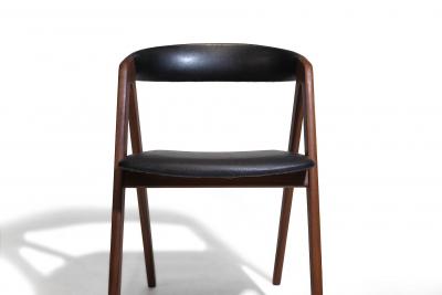 6 Danish A frame Walnut Dining Chairs in Original Black Vinyl