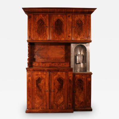 6 Doors Buffet In Walnut Louis XIV 17 Century With Fountain