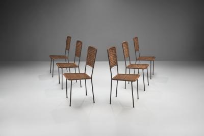6 Iron and Rattan Chairs Brazil 1960s