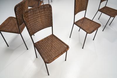 6 Iron and Rattan Chairs Brazil 1960s