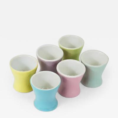 6 Midcentury Pastel Daisy Porcelain Egg Cups Lilien Austria 1950s
