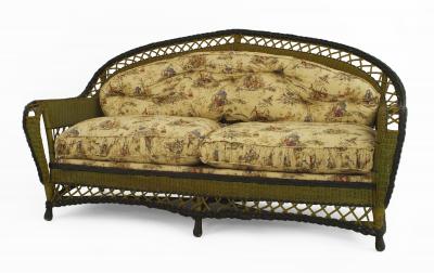 6 Pece American Art Deco Wicker Living Room Set