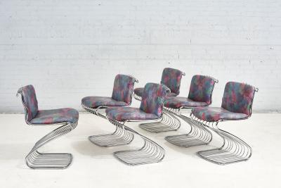 6 Steel Gastone Rinaldi Dining Chairs for Rima Italy 1970
