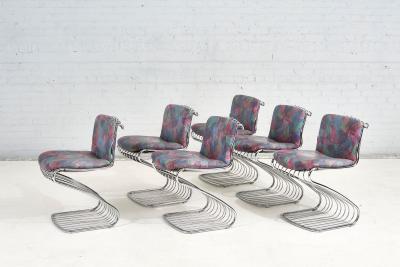 6 Steel Gastone Rinaldi Dining Chairs for Rima Italy 1970