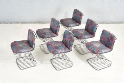 6 Steel Gastone Rinaldi Dining Chairs for Rima Italy 1970