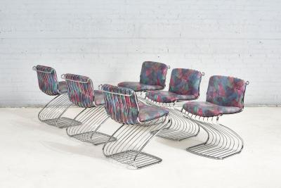 6 Steel Gastone Rinaldi Dining Chairs for Rima Italy 1970