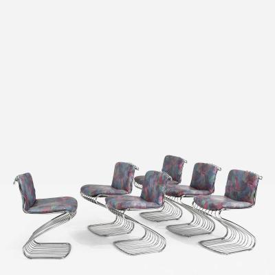 6 Steel Gastone Rinaldi Dining Chairs for Rima Italy 1970