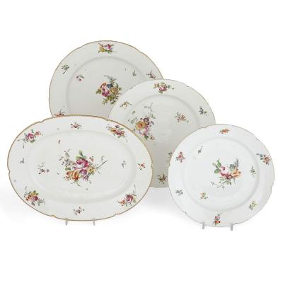 63 Piece Antique German Floral Porcelain Part Dinner Service