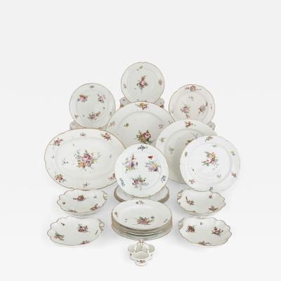 63 Piece Antique German Floral Porcelain Part Dinner Service