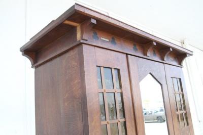 6FT Arts and Crafts Mission Oak Armoire