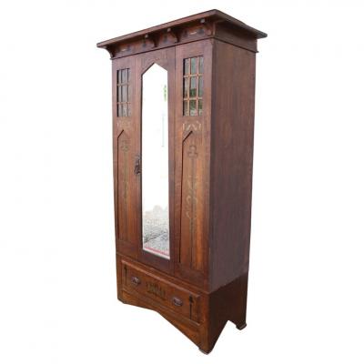 6FT Arts and Crafts Mission Oak Armoire