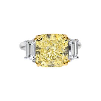 7 CARAT RADIANT CUT DIAMOND FANCY YELLOW GIA 7 13 CARAT RADIANT CUT THREE STONE