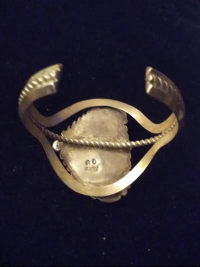 7 Solid Sterling Silver and Turquoise Navajo Cuff Bracelet