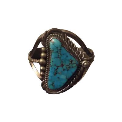 7 Solid Sterling Silver and Turquoise Navajo Cuff Bracelet