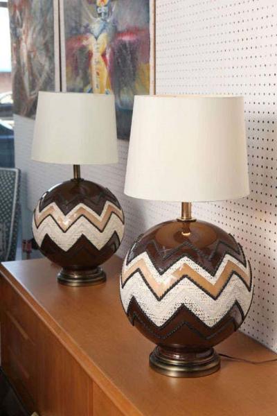 70s Glass Globe Table Lamps