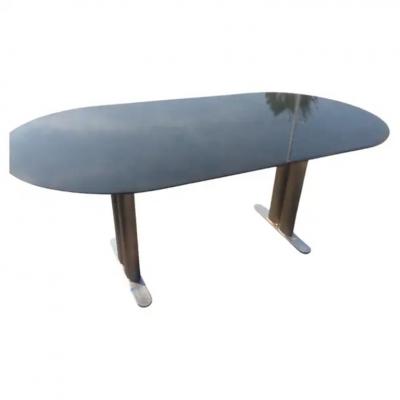 72 John Geiger Brushed Steel And Granite Racetrack Table