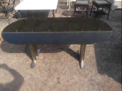 72 John Geiger Brushed Steel And Granite Racetrack Table
