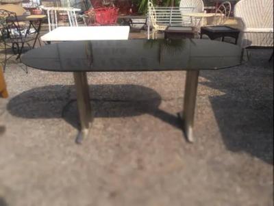 72 John Geiger Brushed Steel And Granite Racetrack Table