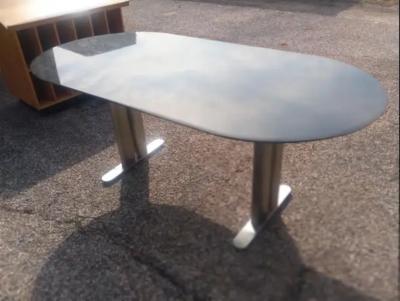 72 John Geiger Brushed Steel And Granite Racetrack Table