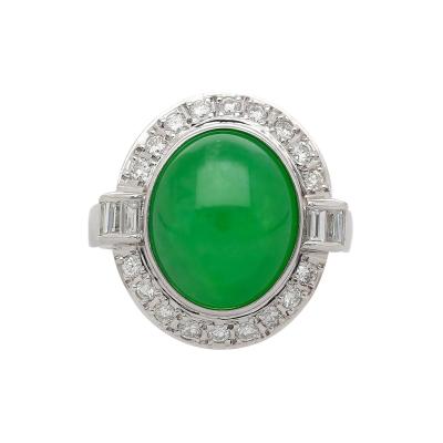 8 55 Carat Untreated Fei Cui A Jadeite Jade Diamond Bezel Platinum Ring