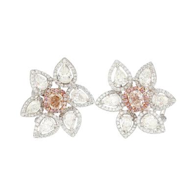 8 7 Carat Natural Pink Diamond Diamond Floral Stud Earrings