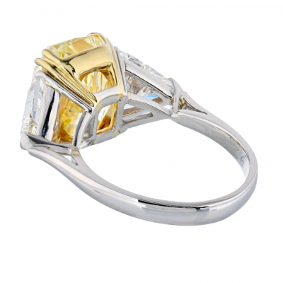 8 70 CARAT CUSHION CUT PLATINUM 18K YELLOW GOLD FANCY YELLOW