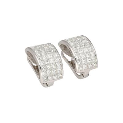 8 82 CTTW Princess Cut Natural Diamond Clip On Earrings in 18K White Gold