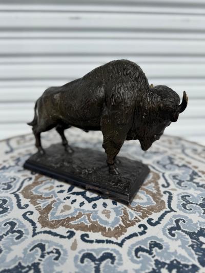 8 Bronze Colored Metal Bison Sculpture