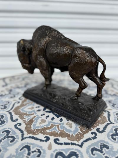 8 Bronze Colored Metal Bison Sculpture