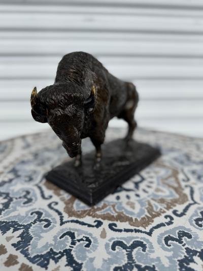 8 Bronze Colored Metal Bison Sculpture