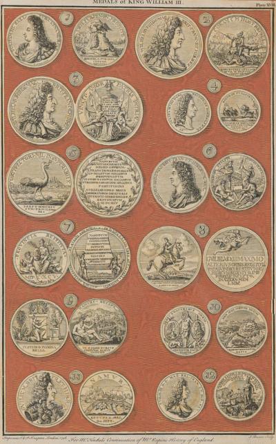 8 English Engravings of Various Medals