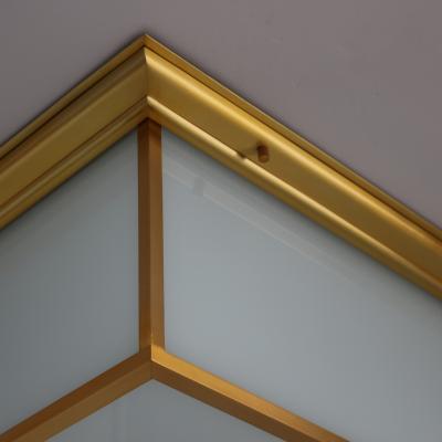 8 Large Fine French Mid Century Bronze Flush Mounts with Saint Gobain Glass