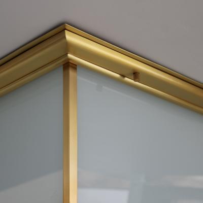 8 Large Fine French Mid Century Bronze Flush Mounts with Saint Gobain Glass