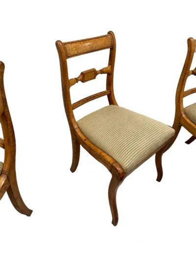 8 Regency Dining Chairs Tiger Maple and birdseye maple