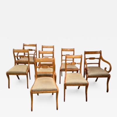 8 Regency Dining Chairs Tiger Maple and birdseye maple