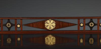 8035 AN EXCEPTIONAL MAHOGANY AND EBONY INLAID AND GILT BRONZE MOUNTED