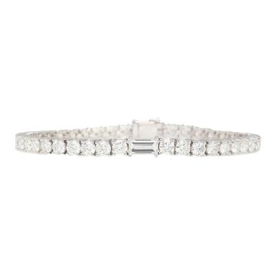 9 5 Carat Round Emerald Cut Center Lab Diamond Tennis Bracelet in 18K