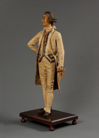 9915 AN EXTREMELY RARE PAIR OF WAX SCULPTURES OF GENTLEMEN