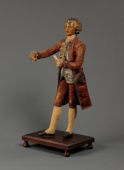 9915 AN EXTREMELY RARE PAIR OF WAX SCULPTURES OF GENTLEMEN