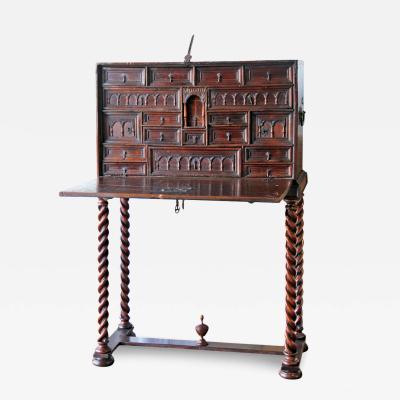 A 16th Century Spanish Walnut and Leather Vargue o