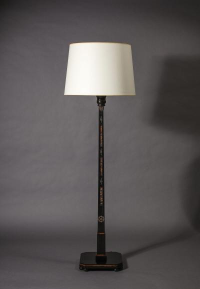 A 19th C Anglo Indian Floor Lamp in Solid Ebony and Quill Work