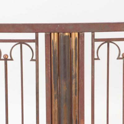 A 19th C French iron console table with brass details No top