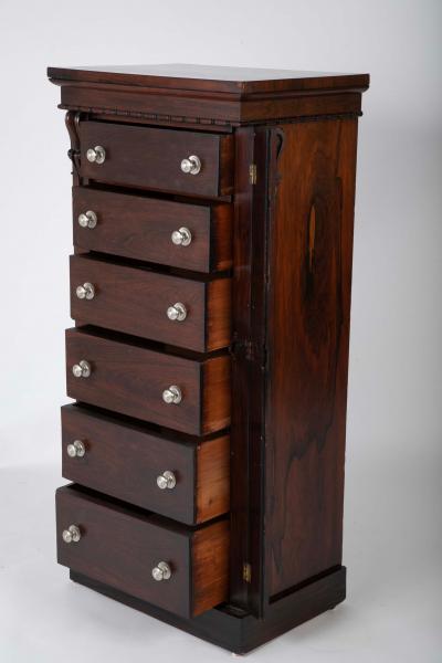A 19th Century Brazilian Rosewood Six Drawer Wellington High Cabinet