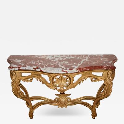 A 19th Century Gilded Console with Rouge Royal Marble Top