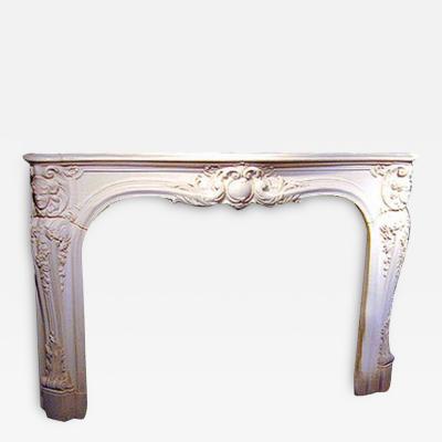 A 19th Century Italian White Carved Marble Mantel and Surround