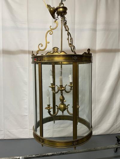 A 19th Early 20th Century Solid Bronze Gothic Lantern Six Lights Circular