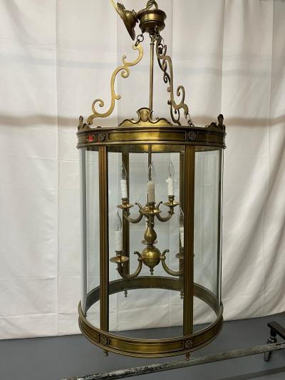 A 19th Early 20th Century Solid Bronze Gothic Lantern Six Lights Circular